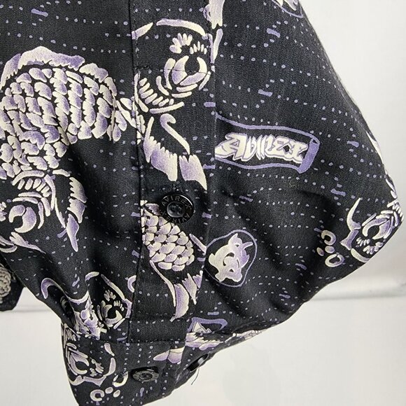 Avirex Shirt Mens 2XL Vintage Black Koi Fish Print Hawaiian Long Sleeve Retro - Picture 6 of 7